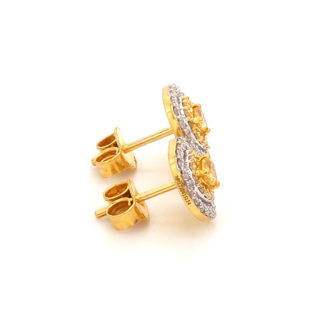 Platinum and Yellow/White Gold Single Diamond Stud Earrings For Men -  Abelini